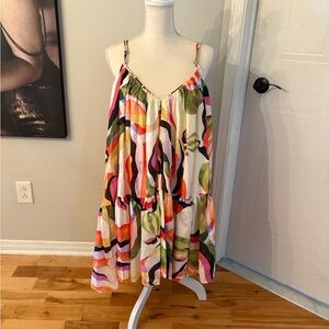 Sleeveless Multicolor Printed Tiered Summer Dress